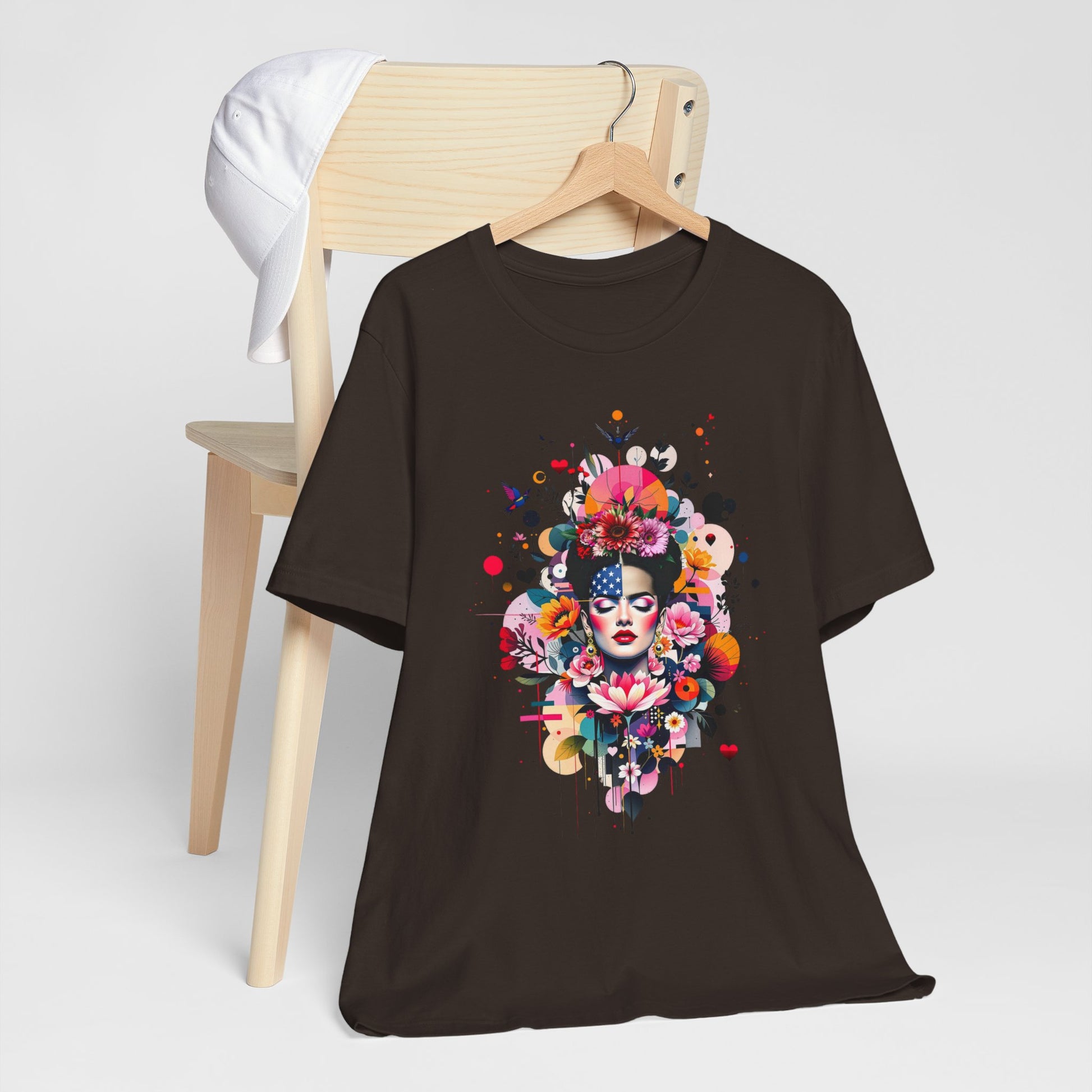 Vibrant Woman Floral Art American Flag Design product type