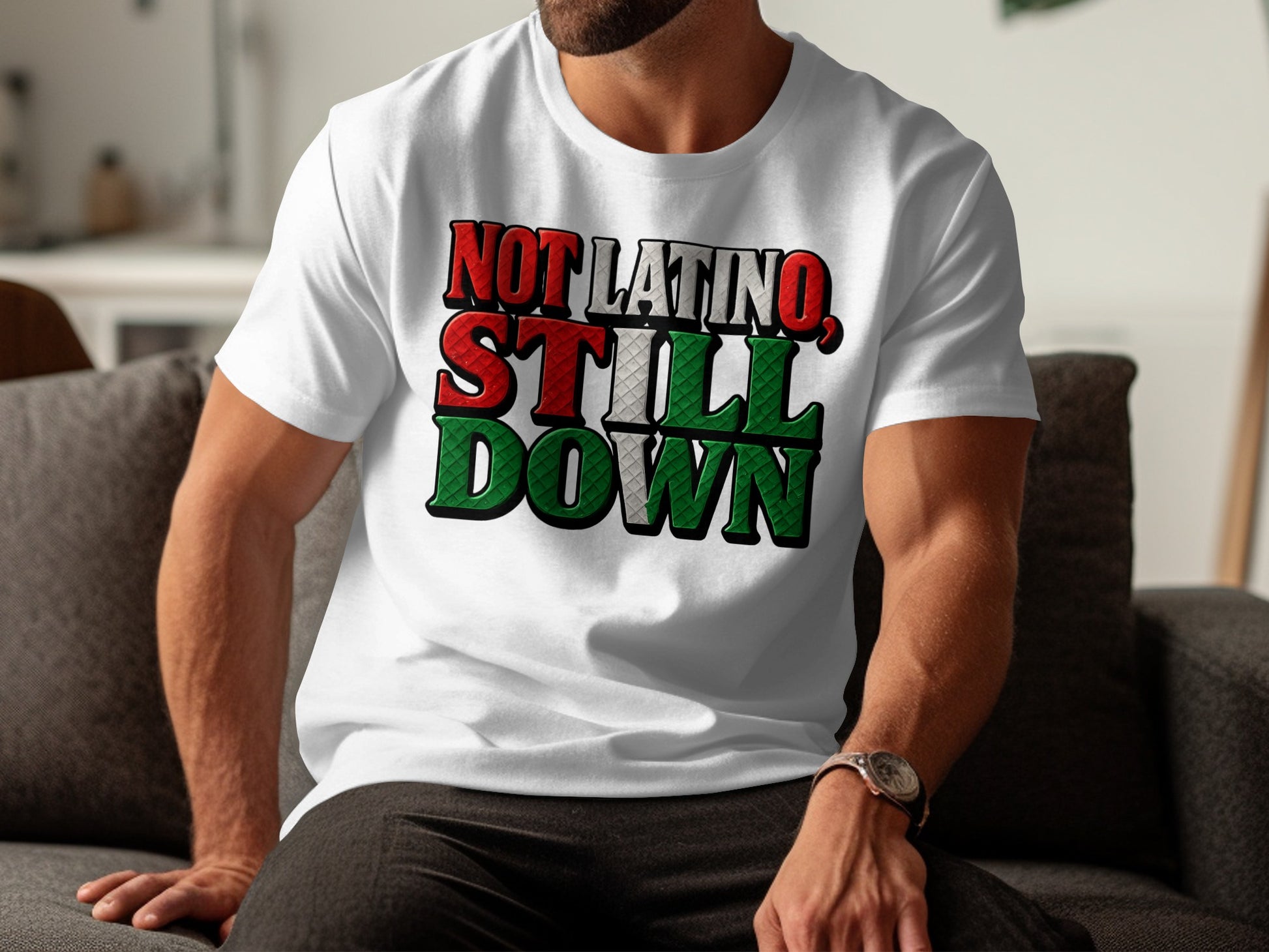 Not Latino Still Down Graphic White T-shirt product