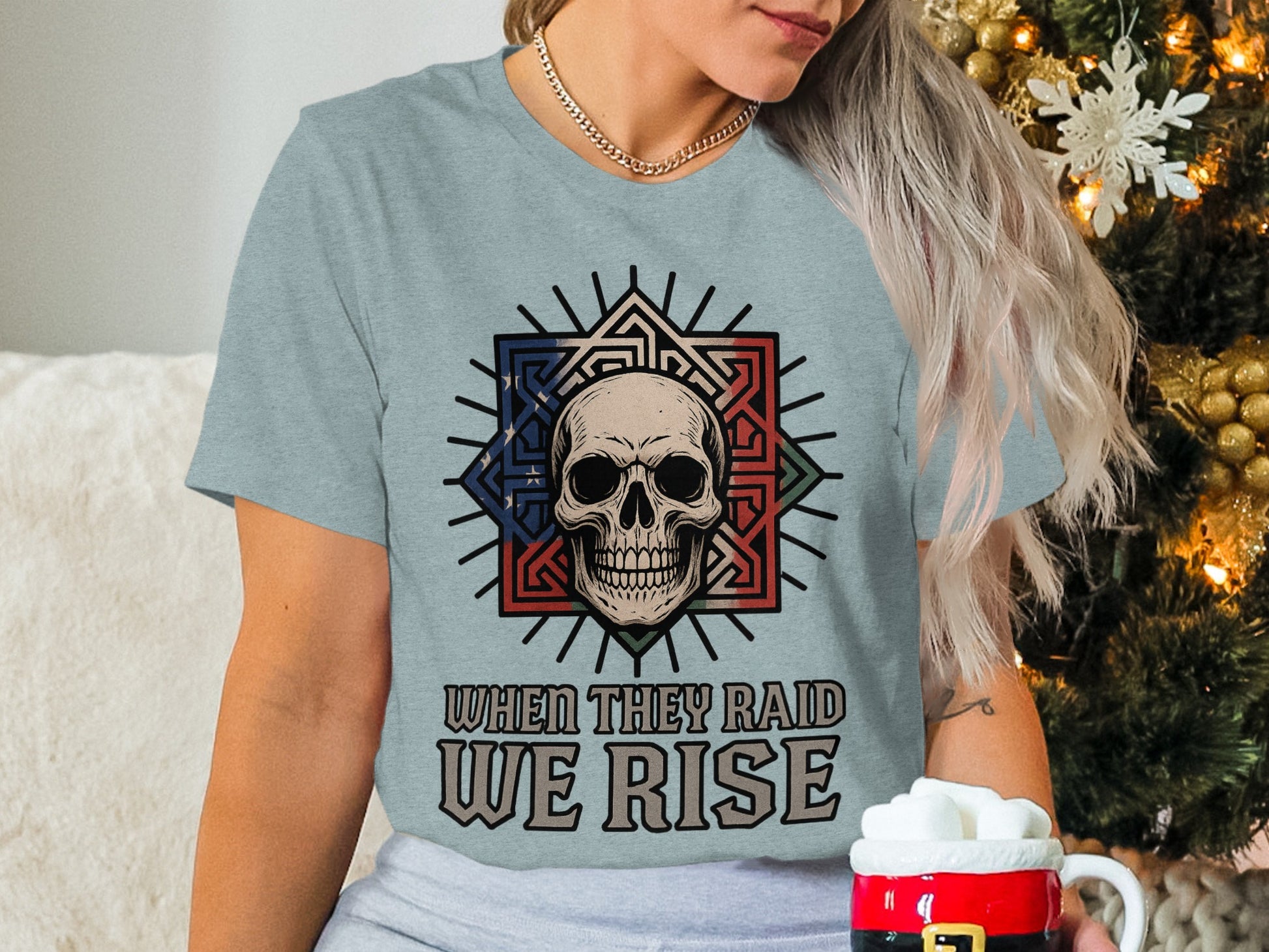 When They Raid We Rise Skull Design T-Shirt