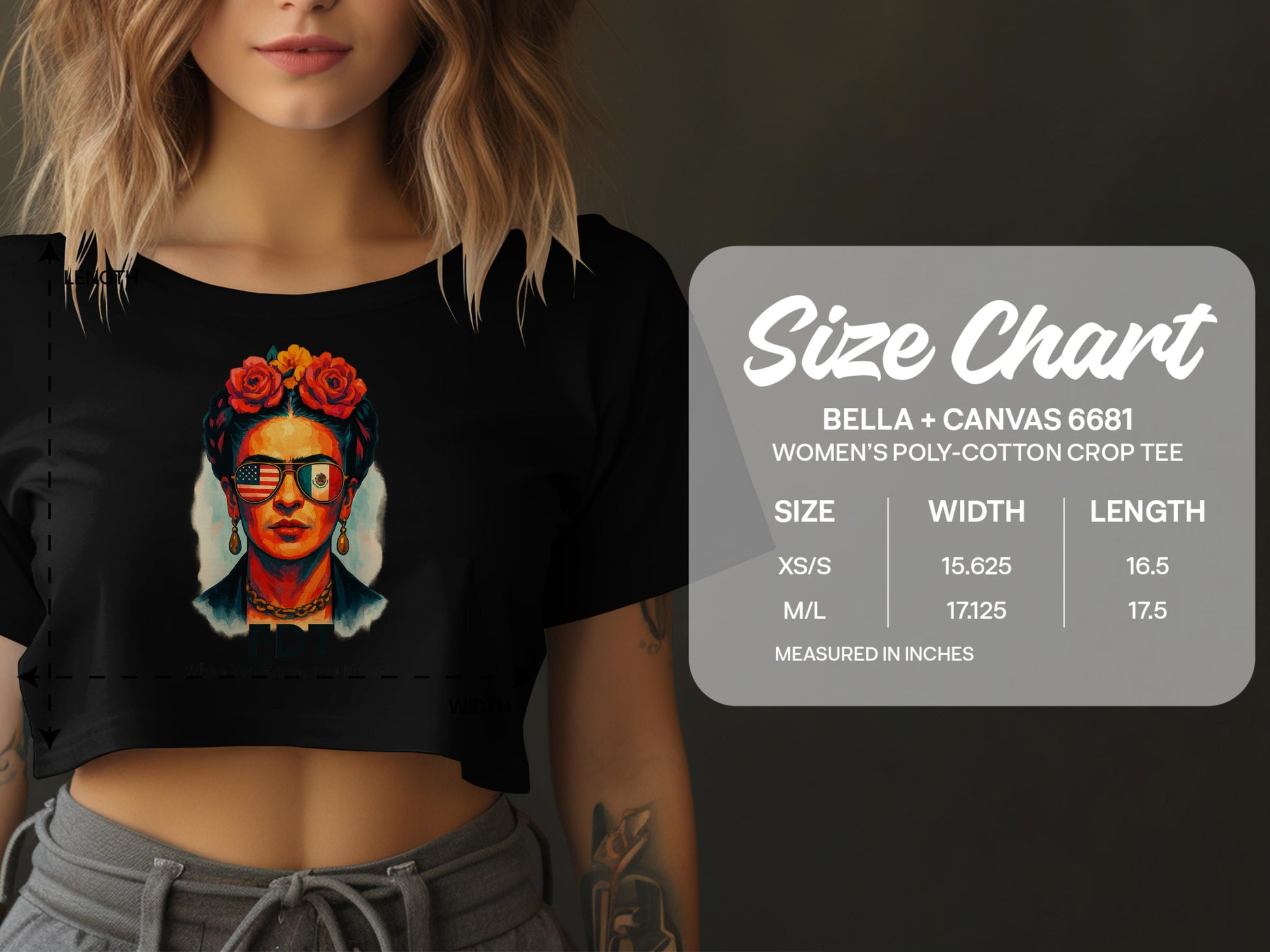 Graphic Frida Kahlo Inspired Crop Top Tee product