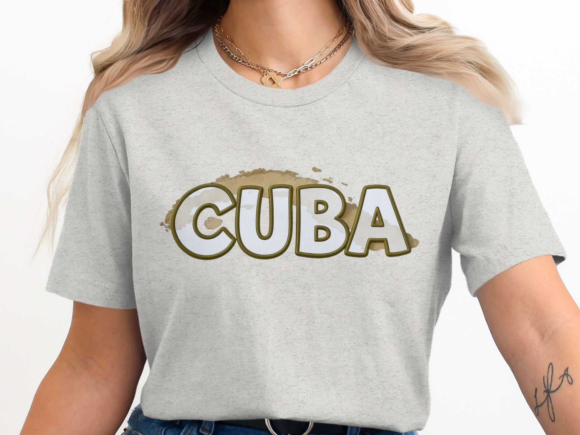 Stylish Vintage CUBA Print Graphic Tee Shirt product type