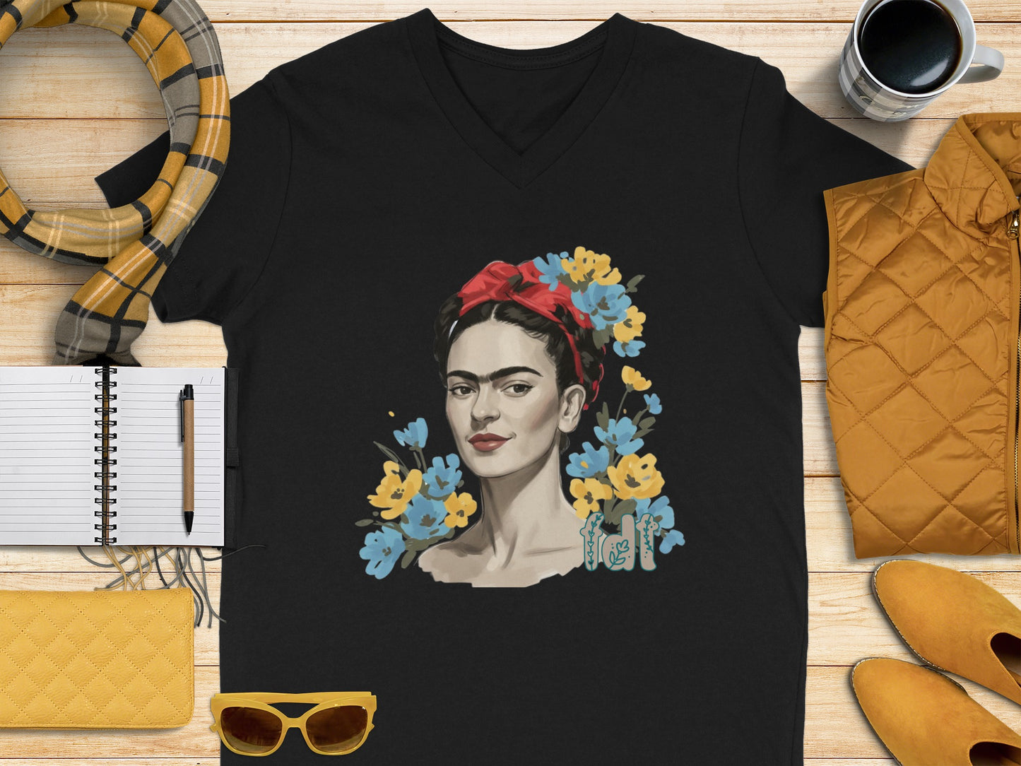 Colorful Floral Portrait Graphic Tee Shirt
