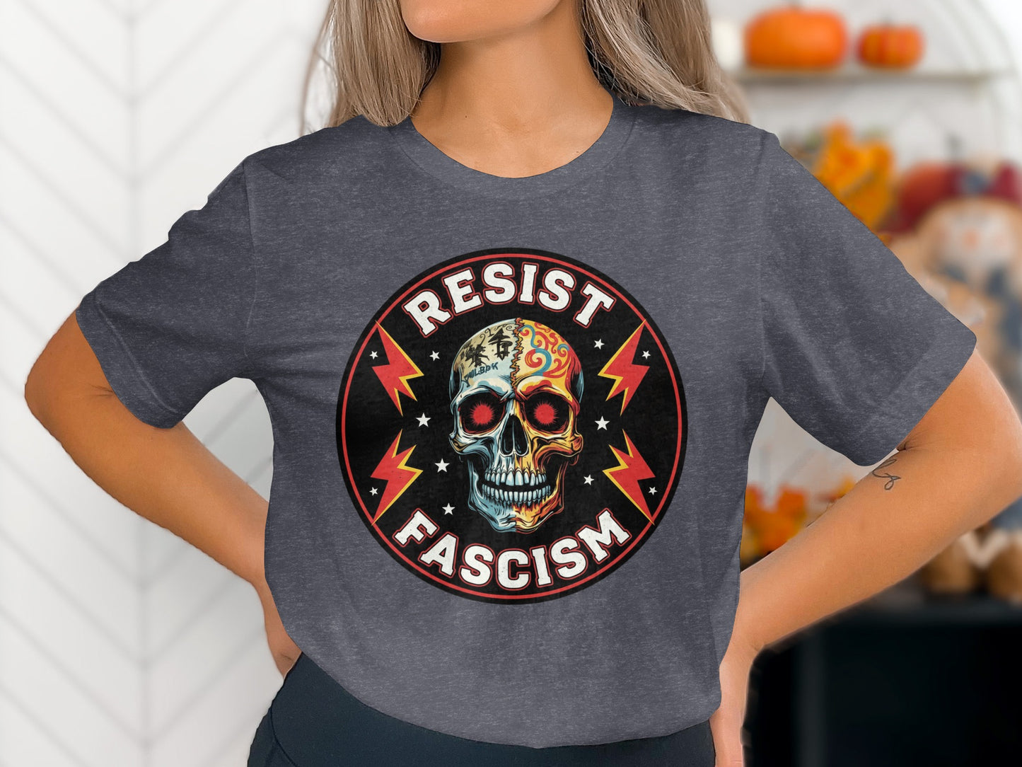 Resist Fascism Sugar Skull Graphic T Shirt product type