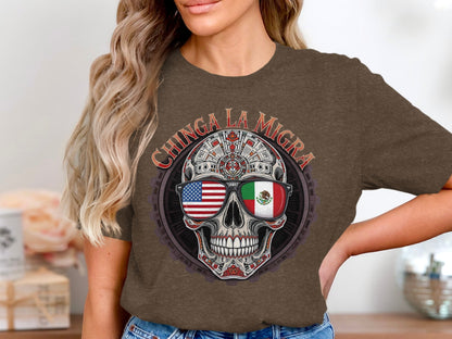 Chinga La Migra Skull Graphic Unisex T-Shirt product