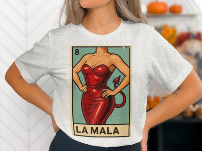 La Mala Card Graphic White Printed T-shirt product type