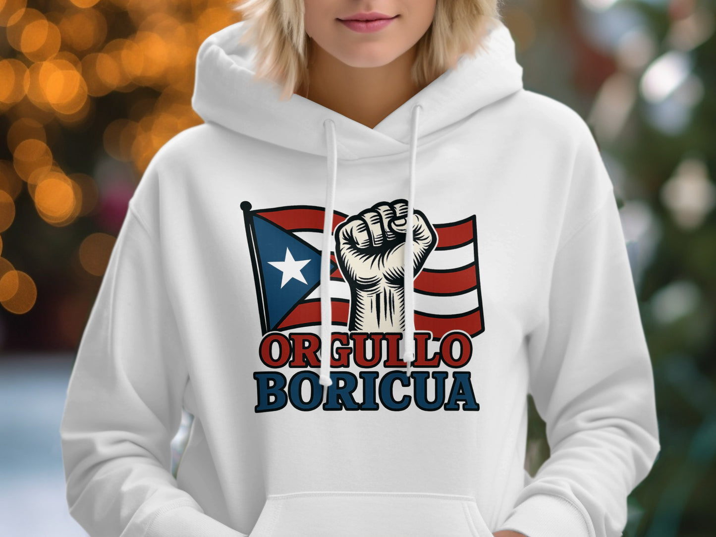 Proud Boricua Fist and Flag Design Hoodie product type