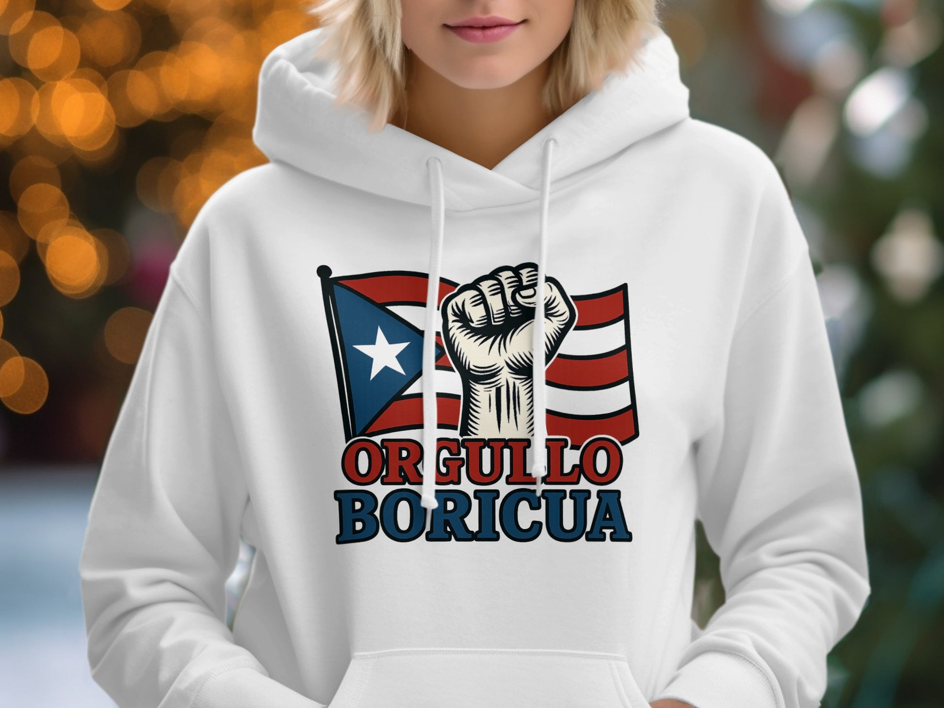 Proud Boricua Fist and Flag Design Hoodie product type