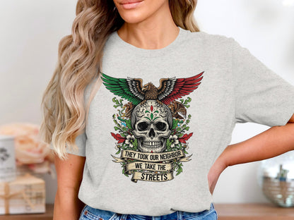 Mexican Skull with Eagle Graphic T-shirt product type