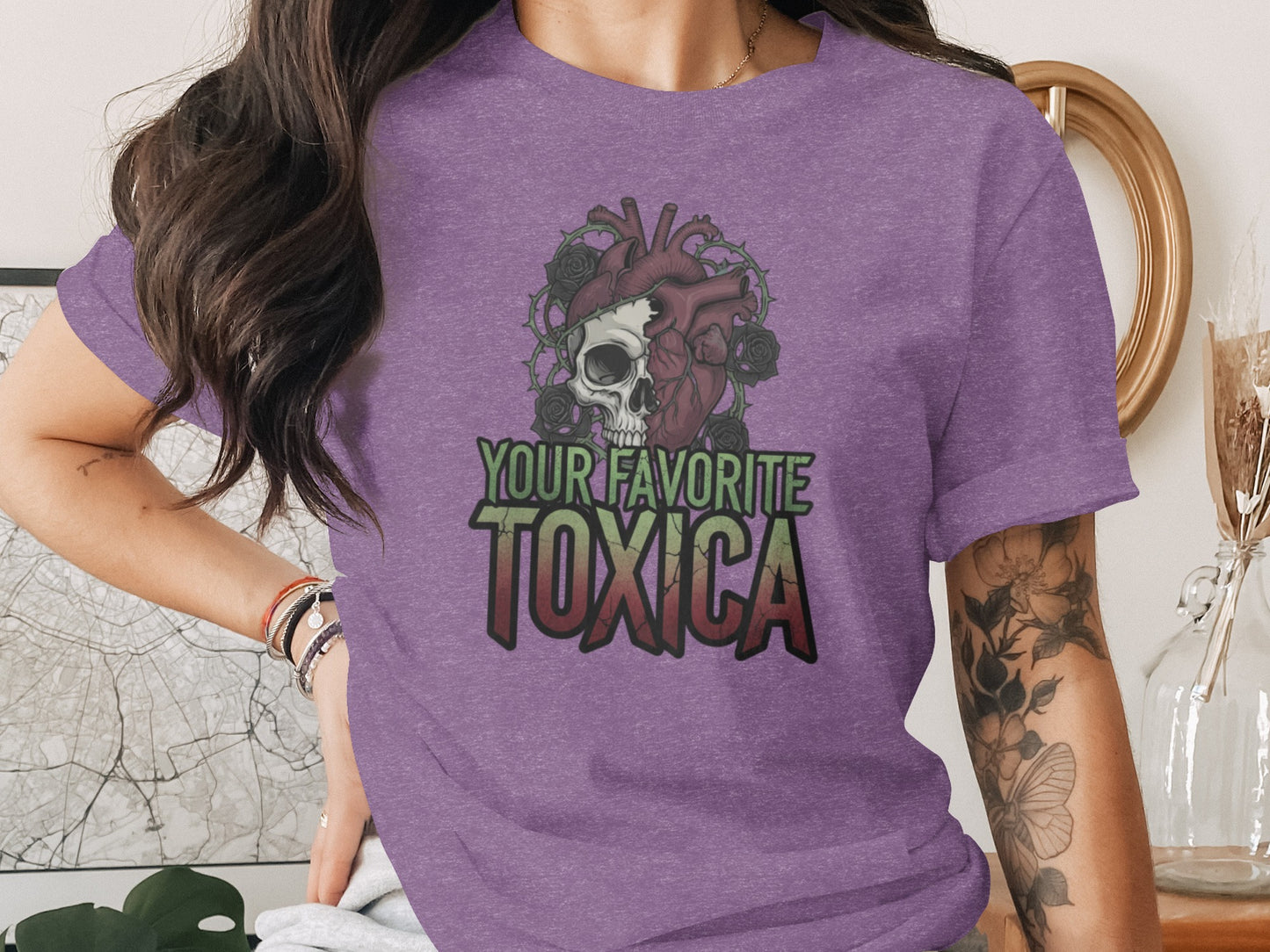 Your Favorite Toxica Skull Heart Graphic T-shirt