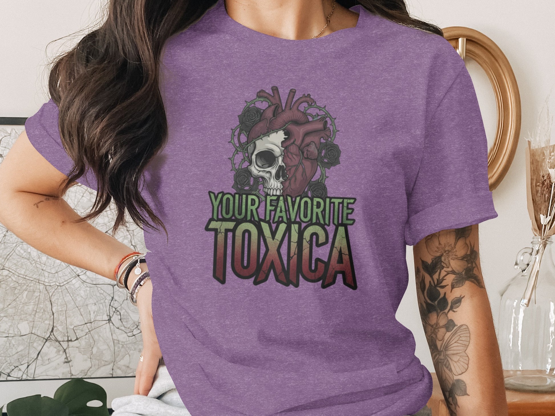 Your Favorite Toxica Skull Heart Graphic T-shirt
