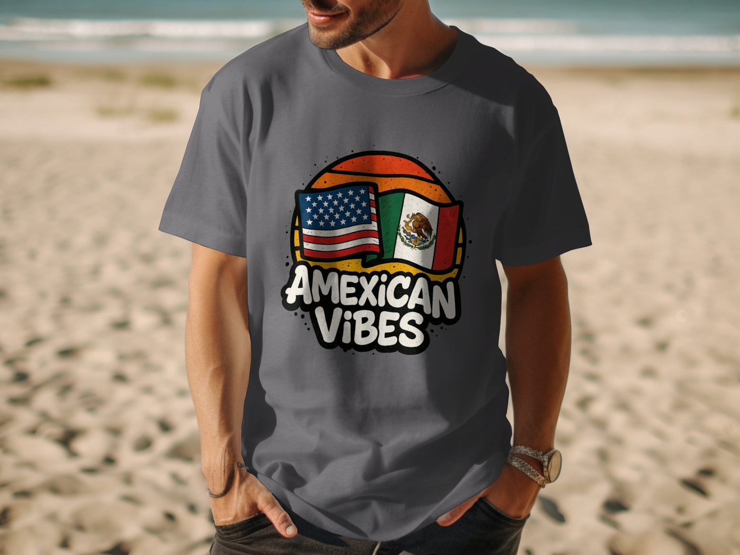 AMEXICAN VIBES flag design for men women t-shirt product