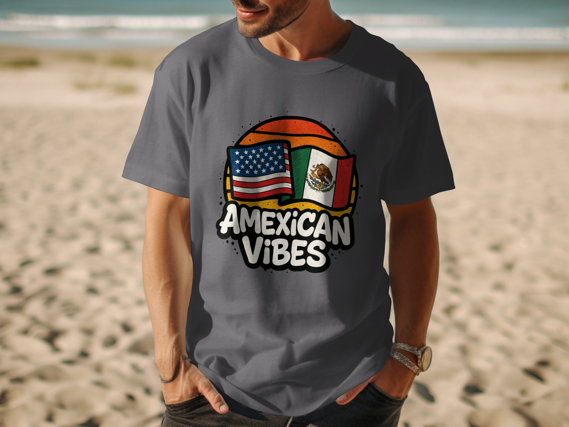 AMEXICAN VIBES flag design for men women t-shirt product