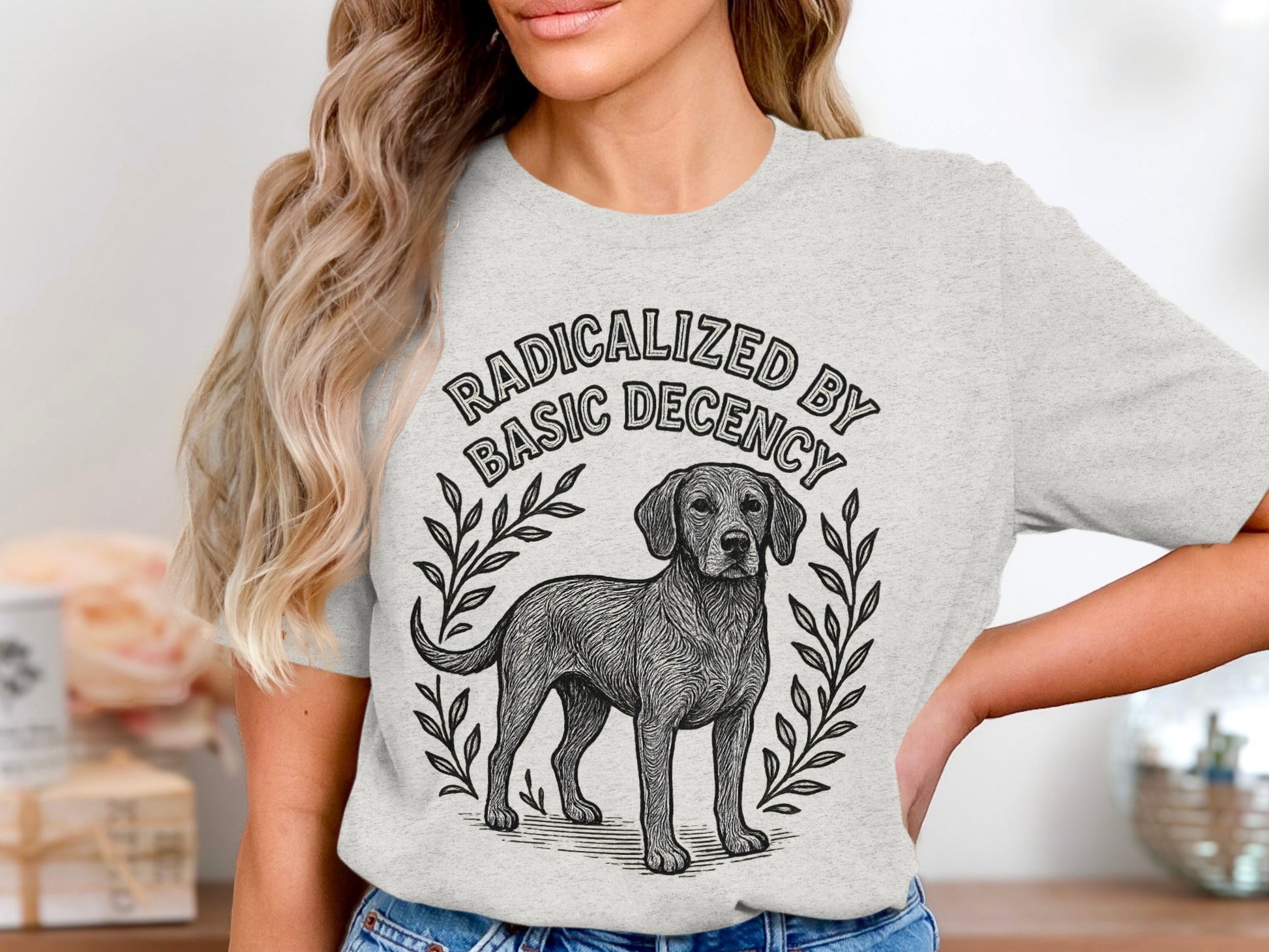 Radicalized by Basic Decency Dog Graphic Tee product