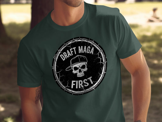 Draft Maga First Skull Cap Graphic Shirt