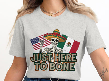 Just Here To Bone Funny Skeleton Flag T-Shirt product type
