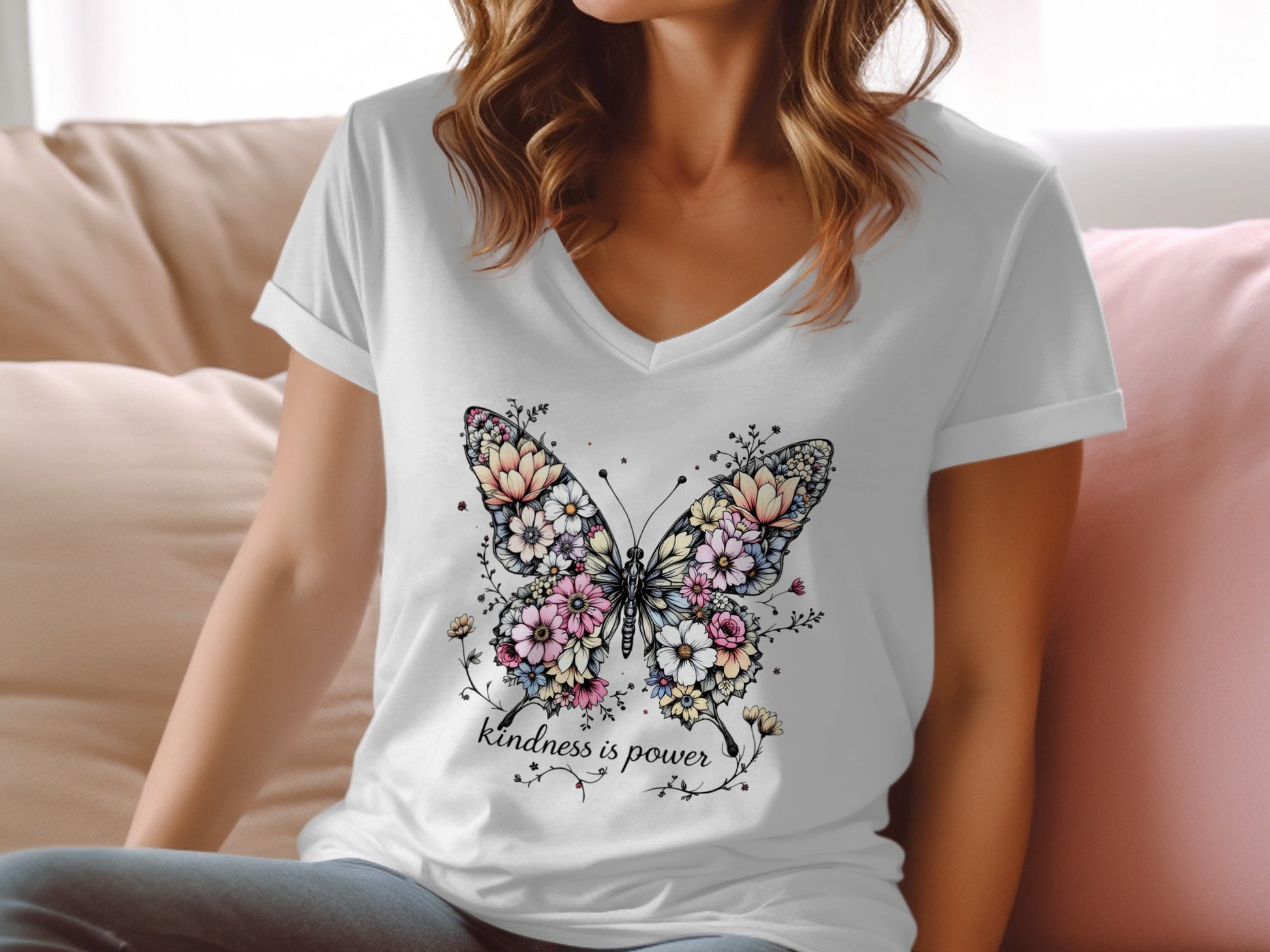 Butterfly Floral Design Kindness Is Power T-shirt product