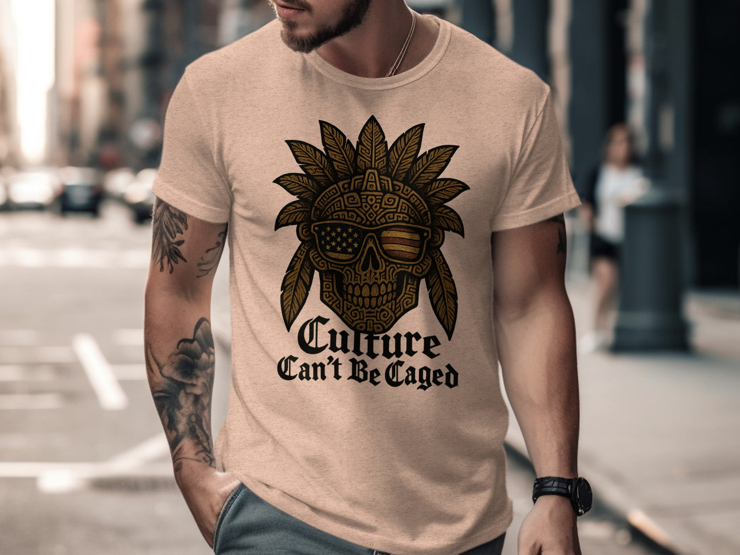 Culture Can't Be Caged Skull Design T-Shirt