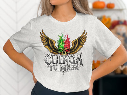 Chinga Tu Maga Skull Wings Graphic T-Shirt product type
