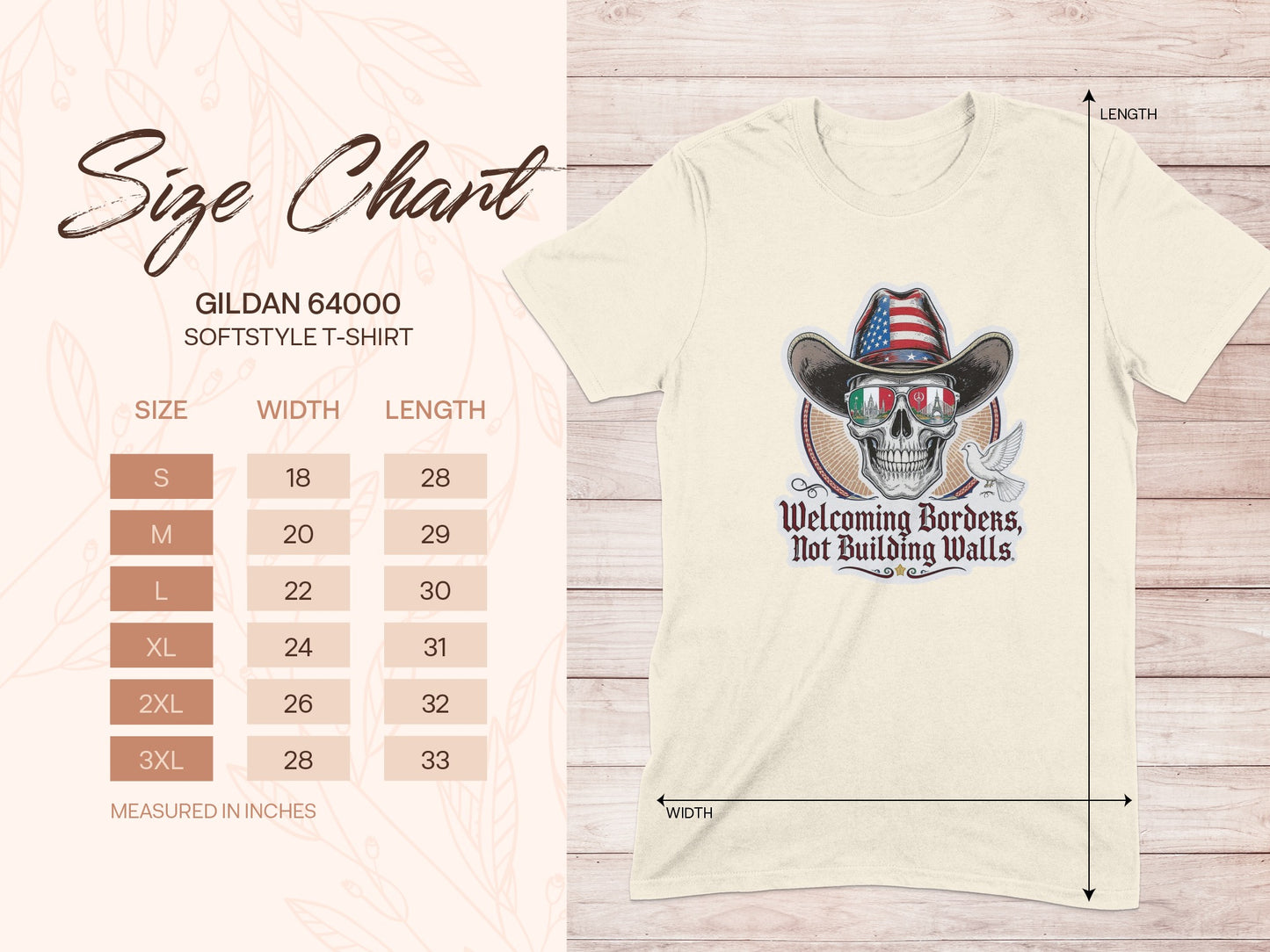 Welcoming Borders Not Building Walls Gildan 64000 T-Shirt product type