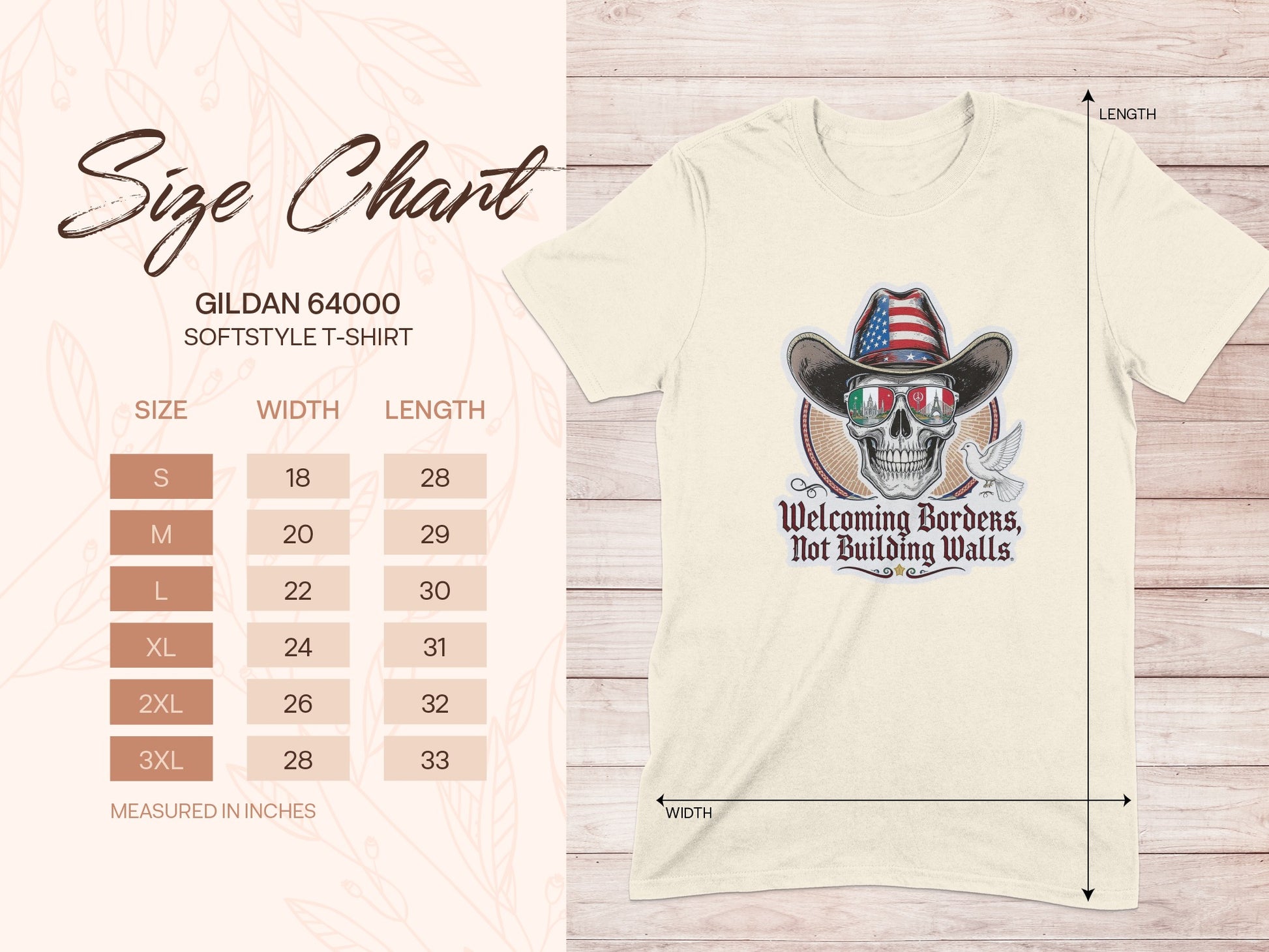 Welcoming Borders Not Building Walls Gildan 64000 T-Shirt product type