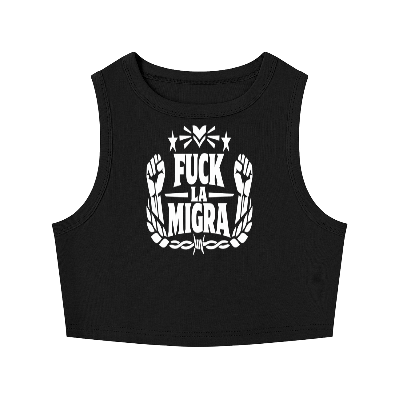 Fuck La Migra Women's Tight Crewneck Crop Tank Top