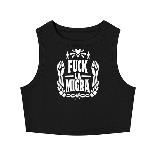 Fuck La Migra Women's Tight Crewneck Crop Tank Top