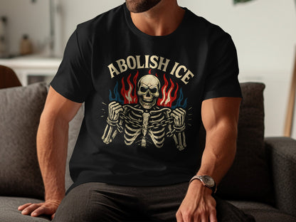 Abolish Ice Skeleton with Flames Graphic T-Shirt product type