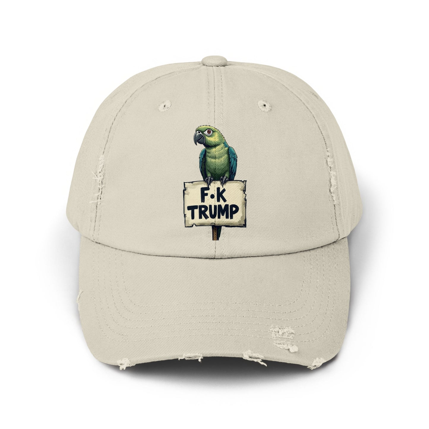 Parrot Holding F K Trump Sign Embroidered Hat product