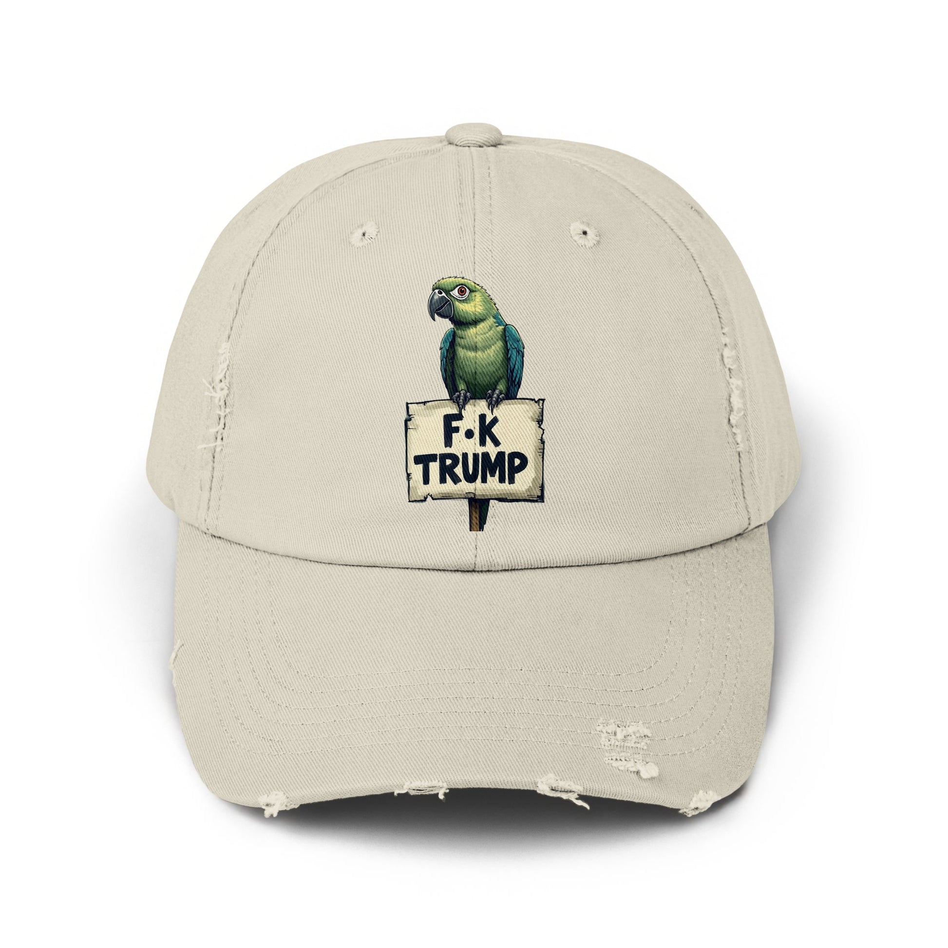 Parrot Holding F K Trump Sign Embroidered Hat product