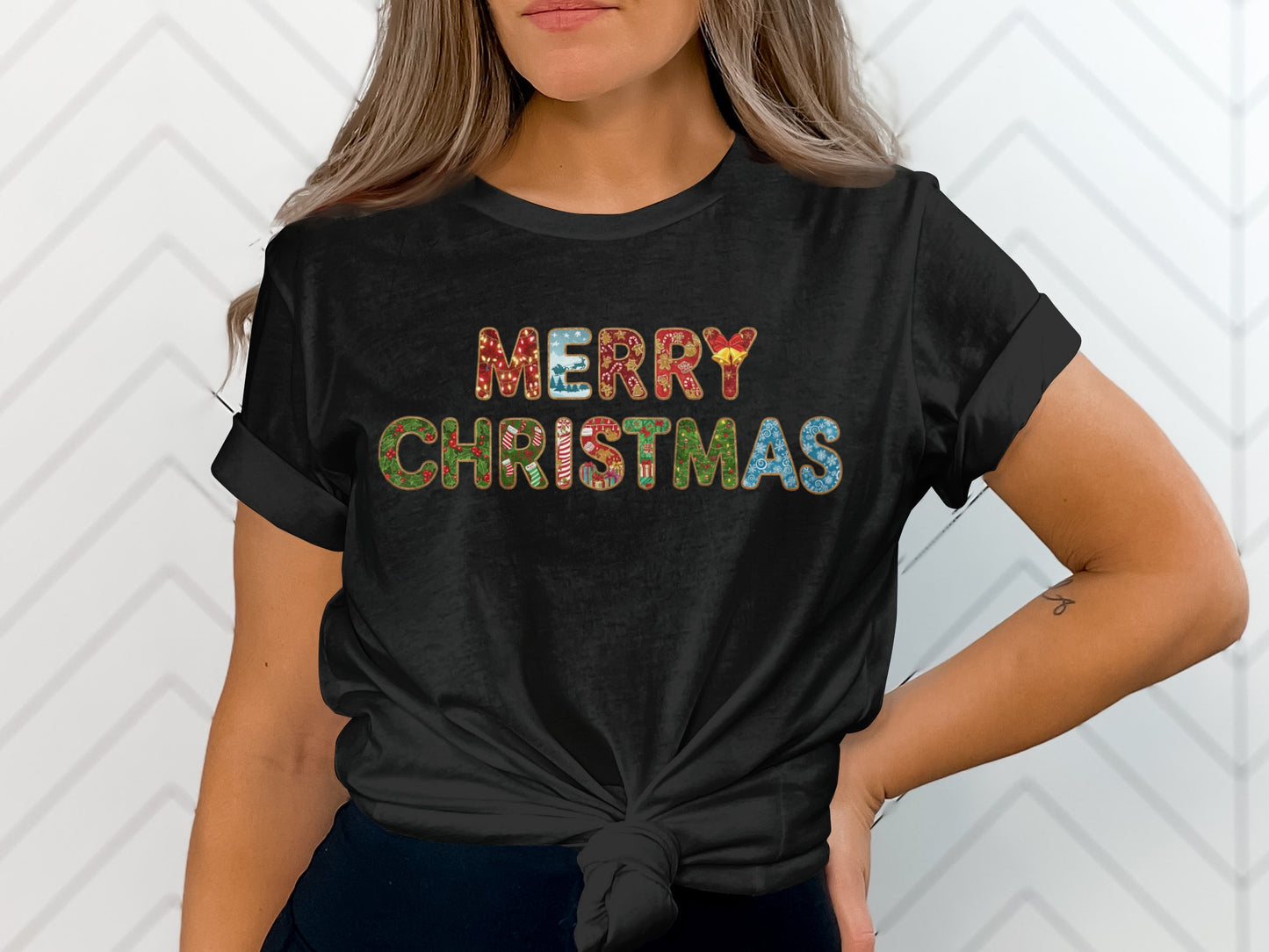 Festive Merry Christmas Graphic Tee Shirt