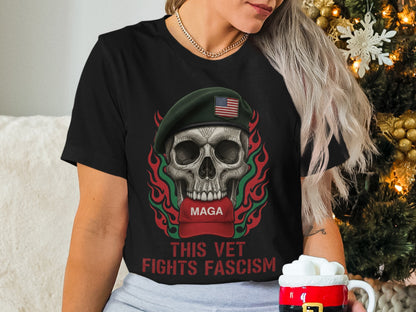 This Vet Fights Fascism Flame Skull MAGA Shirt