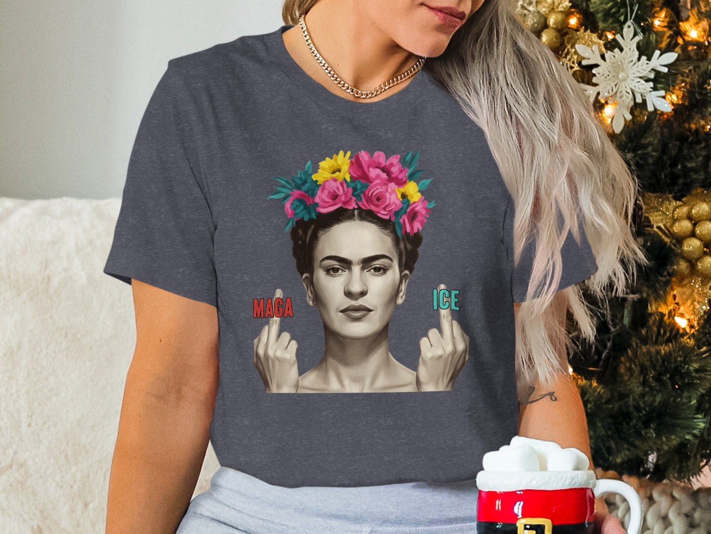 Frida Kahlo Inspired Graphic Tee with Bold Artwork