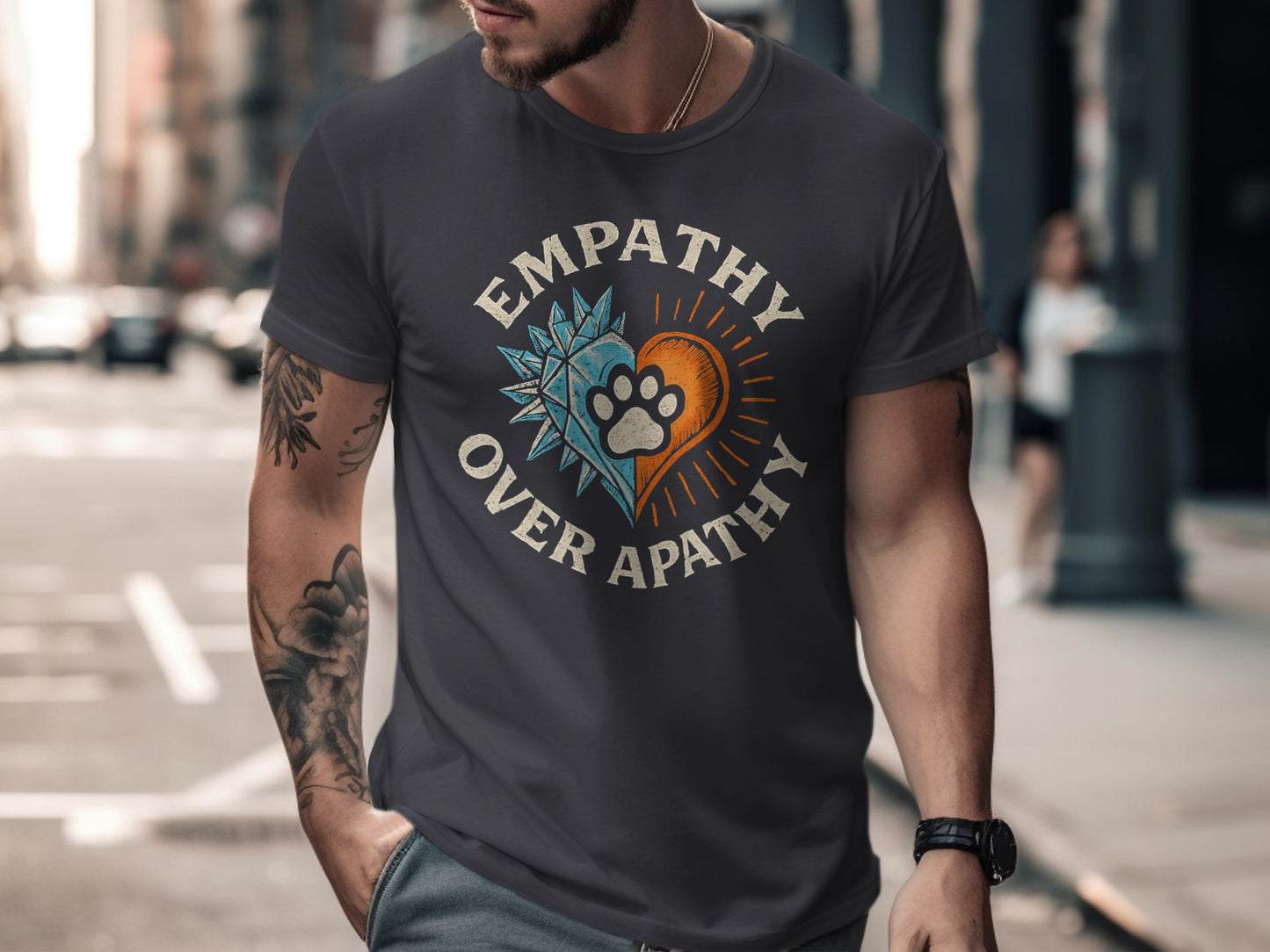 Empathy Over Apathy Paw Print Short Sleeve Shirt