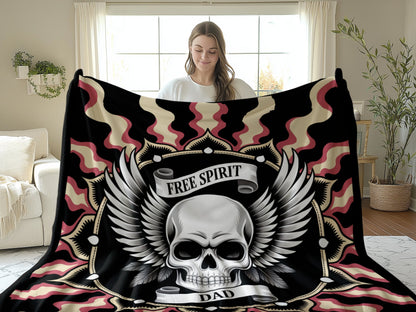 Free Spirit Dad Skull Wings Artistic Blanket product