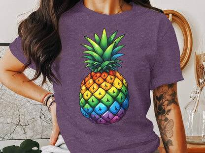 Vibrant Rainbow Pineapple Graphic Print Tee product
