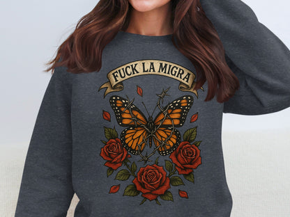 Fuck La Migra Butterfly and Roses Graphic Sweatshirt product type