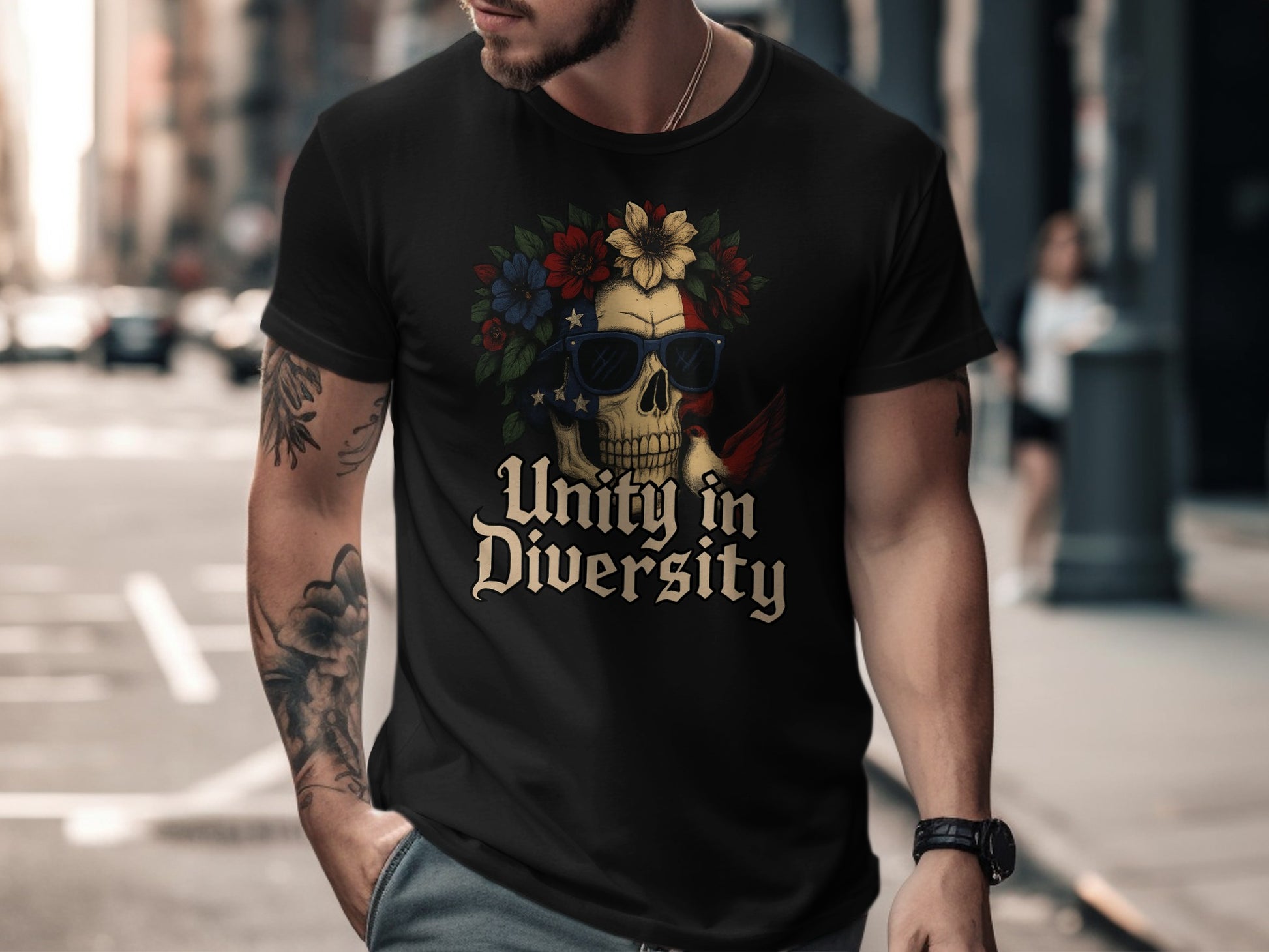 Unity in Diversity Skull Design Tee Product