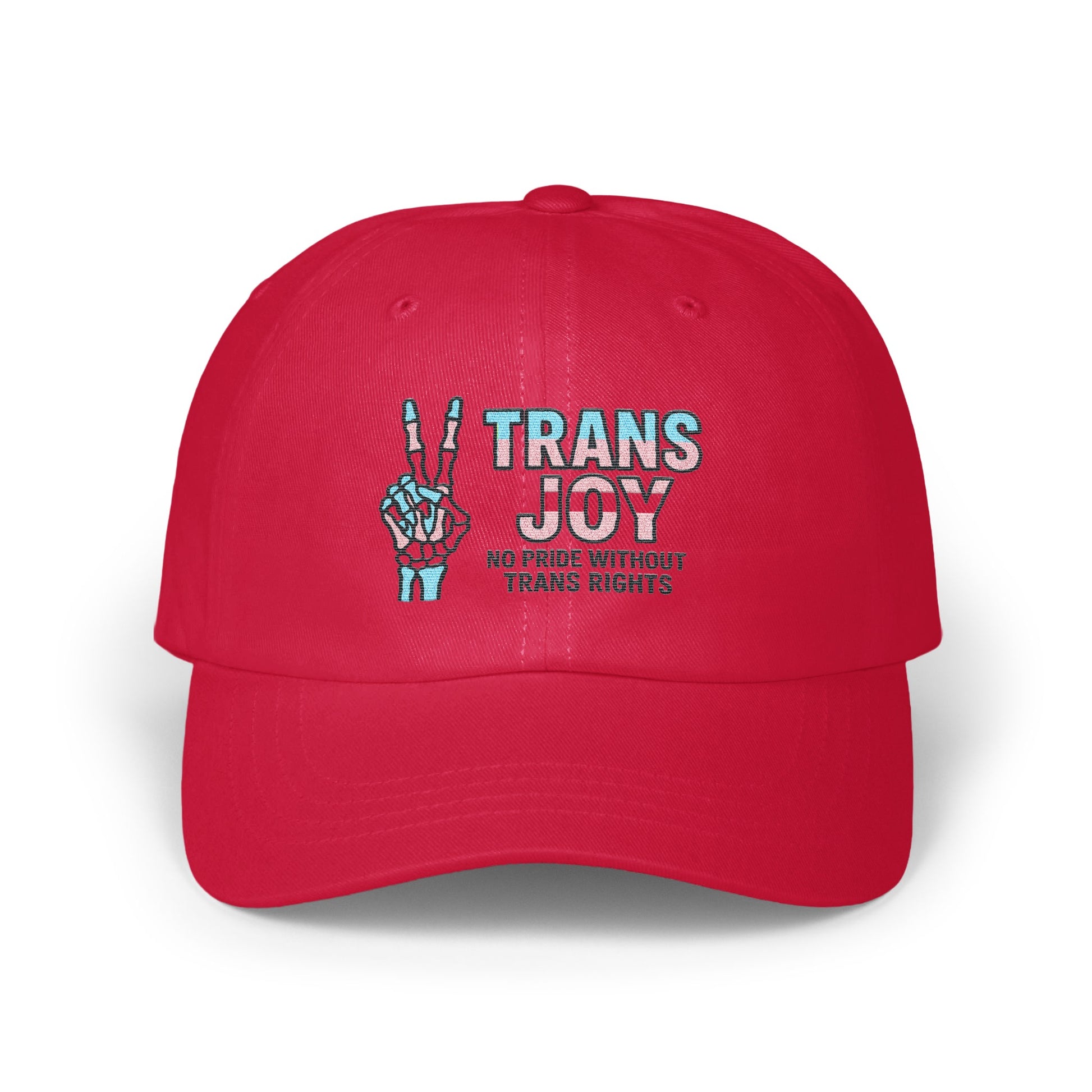 Red Trans Joy Hat with Peace Sign Embroidery product type