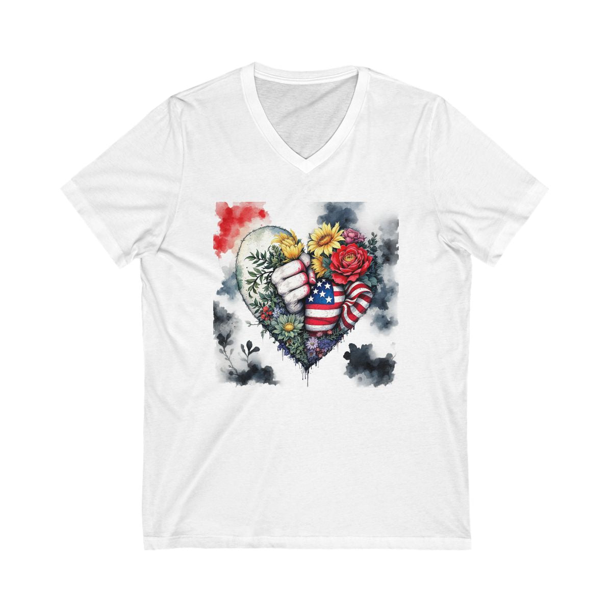 Heart and Flower American Flag Graphic T-Shirt product type