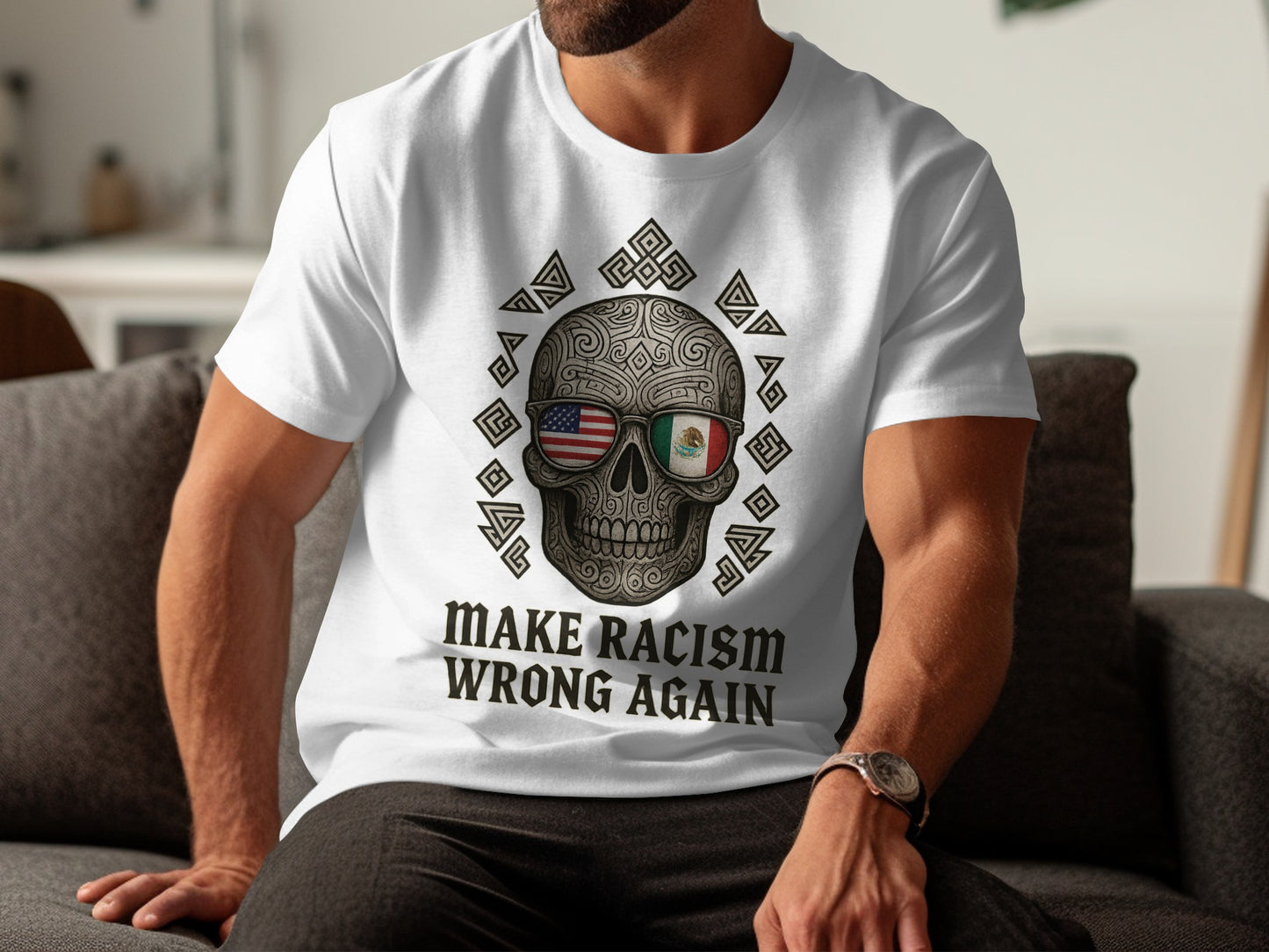 Make Racism Wrong Again Skull Design Shirt