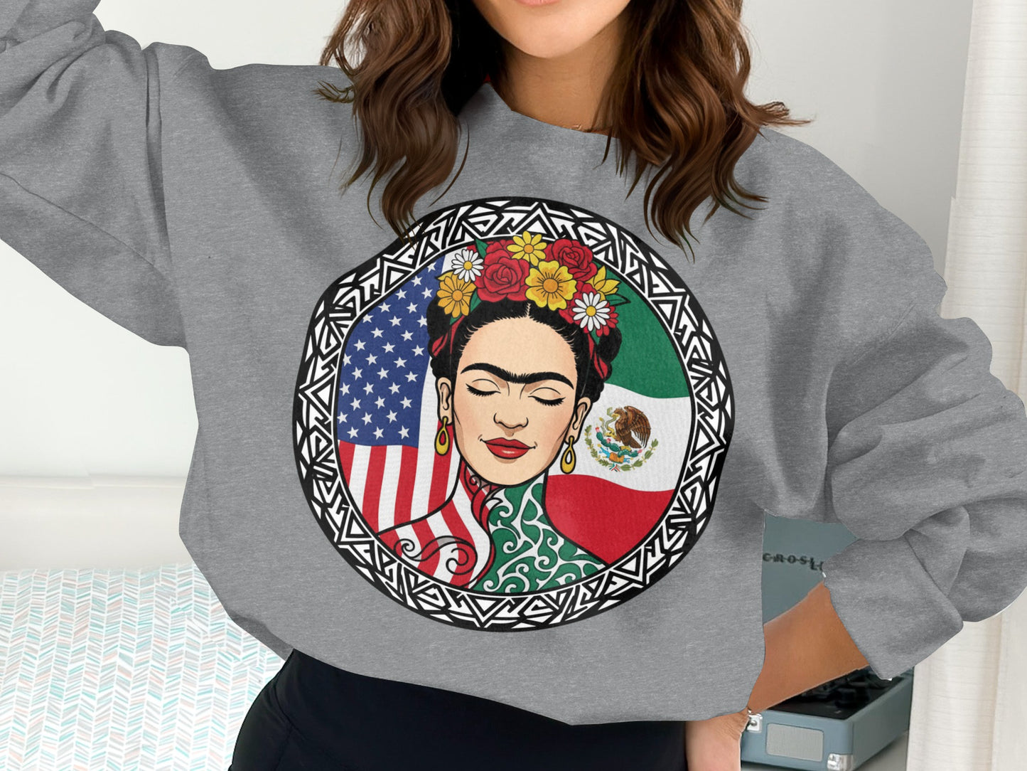 Artistic Design American and Mexican Flag Sweatshirt