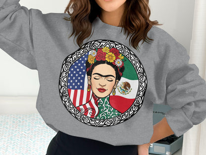 Artistic Design American and Mexican Flag Sweatshirt
