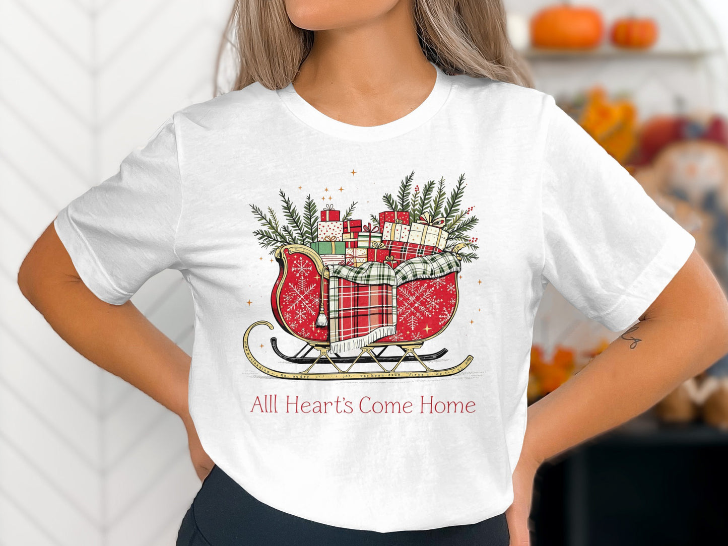 All Heart's Come Home Christmas Sleigh Graphic T-Shirt