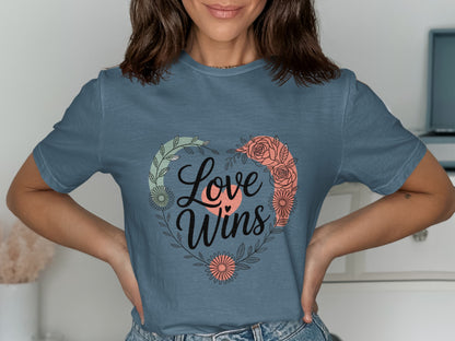 Love Wins Graphic Tee Heart Floral Design product type