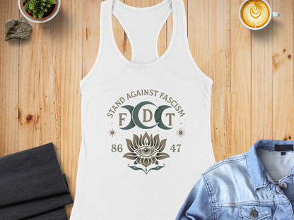 Stand Against Fascism Lotus Design Tank Top