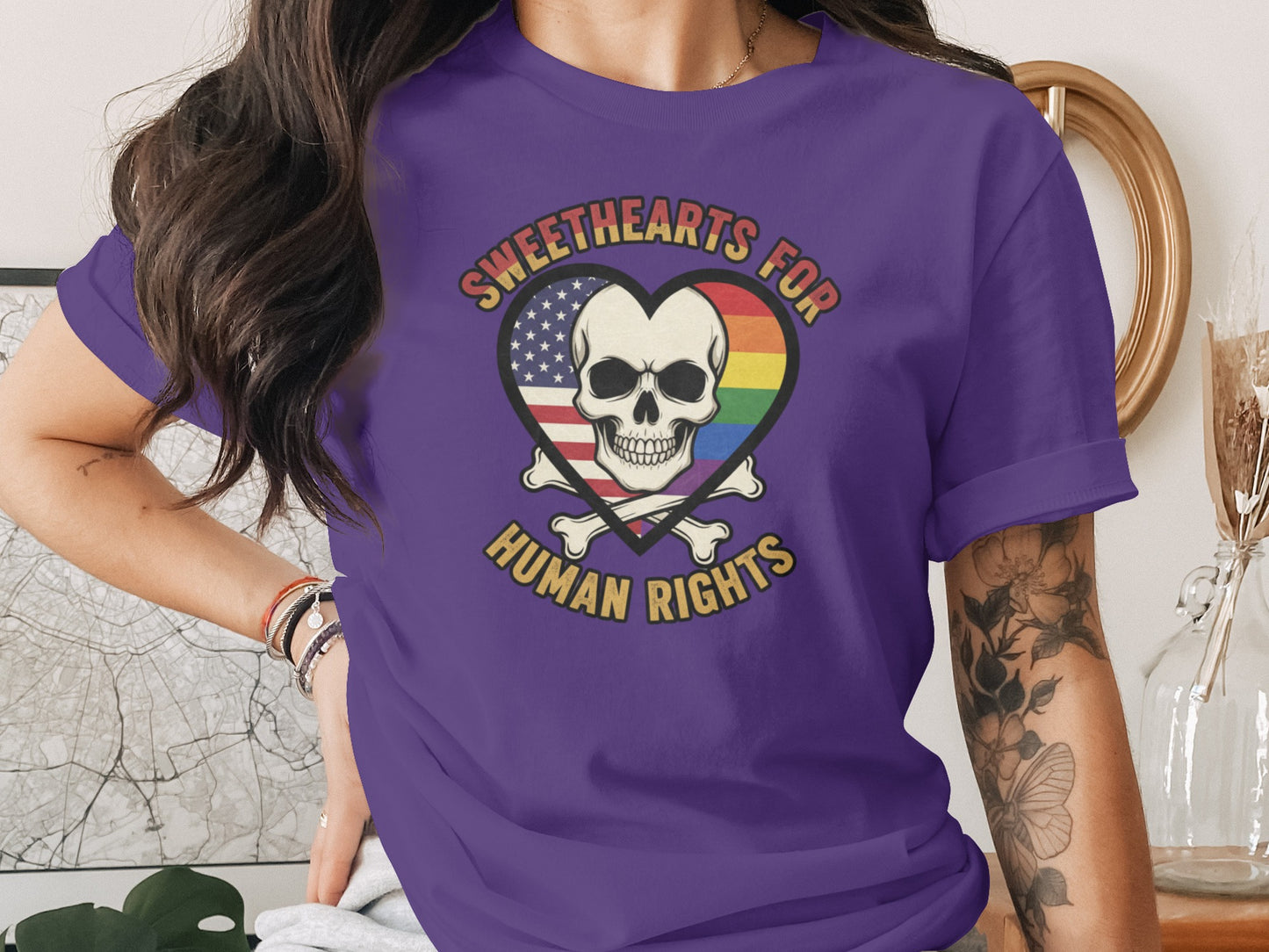 Sweethearts For Human Rights Skull Graphic T-shirt
