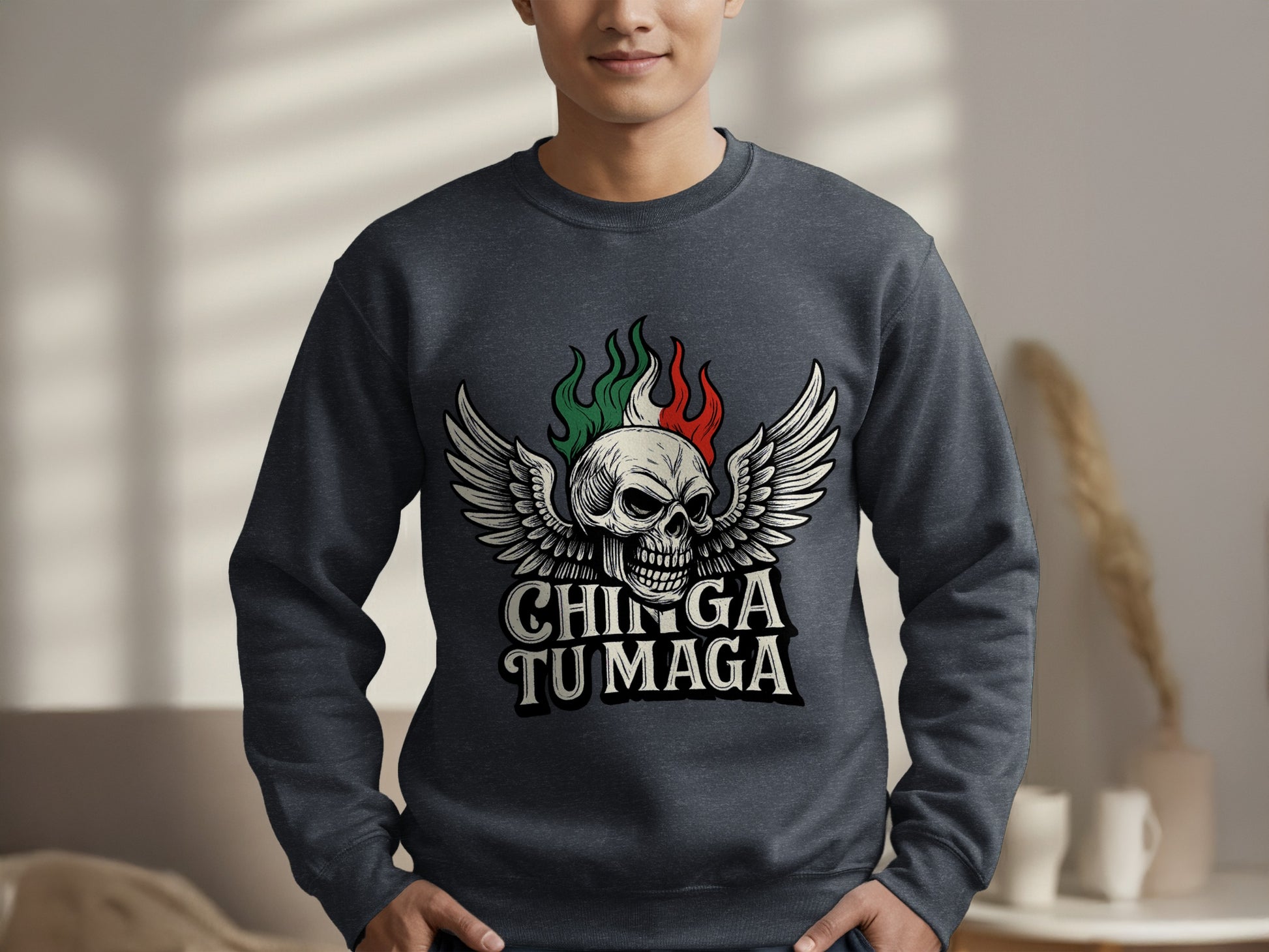Bold Skeleton Wing Graphic Crewneck Sweatshirt product