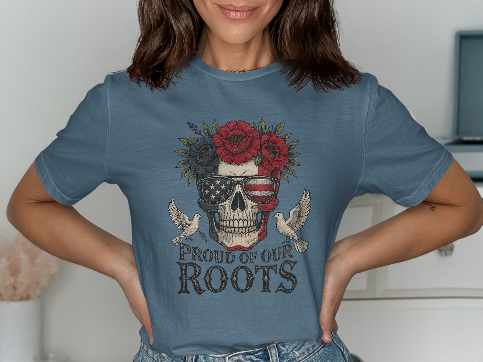 Proud of Our Roots Skull Graphic T-Shirt product type