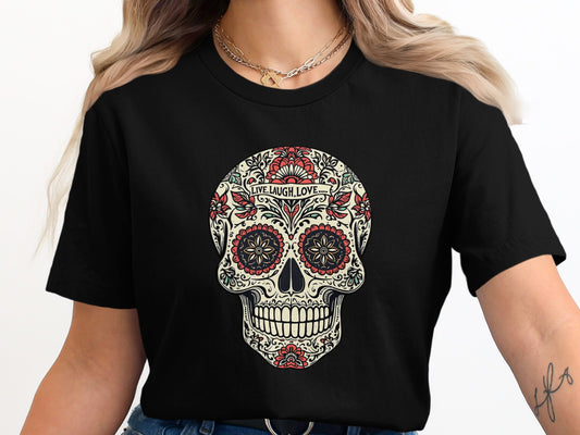 Live Laugh Love Skull Graphic Short Sleeve T-Shirt product type