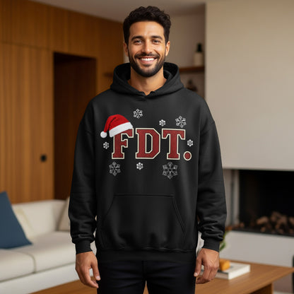 FDT Hoodie with Santa Hat and Snowflakes Design